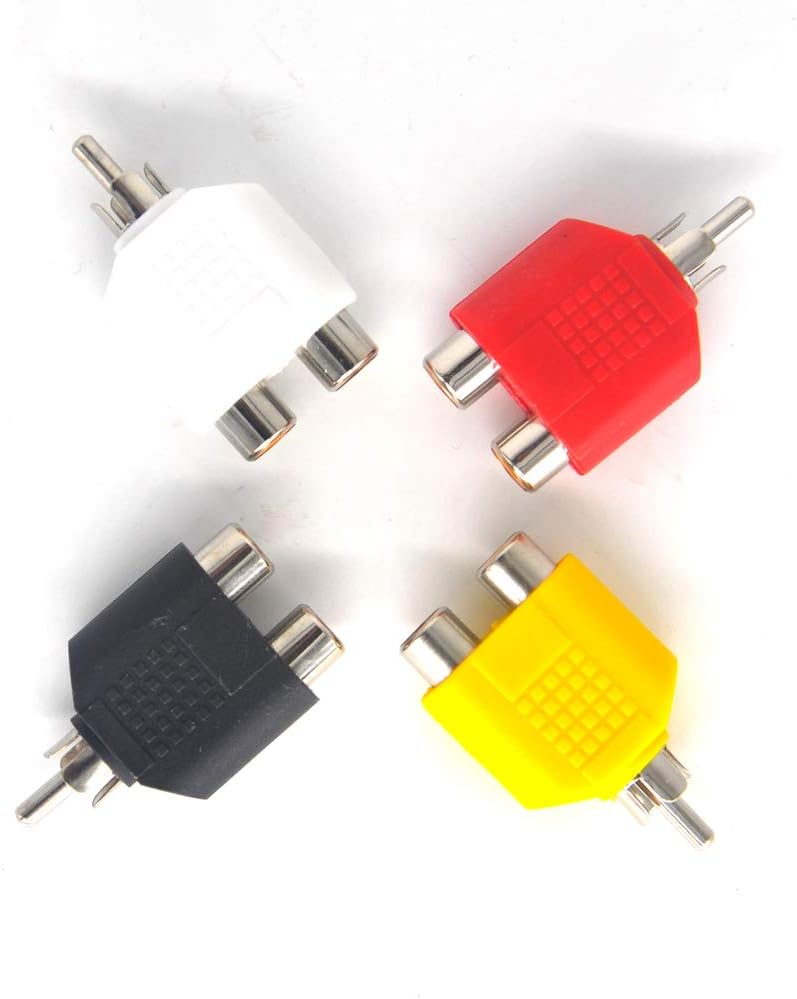 Pardarsey Padarsey RCA Y Splitter Adapter 2 Female to 1 Male for Audio Video AV TV Cable Convert, Piece of 4 - Image 1